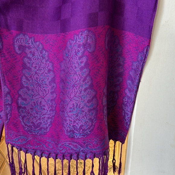 Vintage 💯 Cashmere Pashmina-6ft Long 13" Wide - Picture 4 of 9